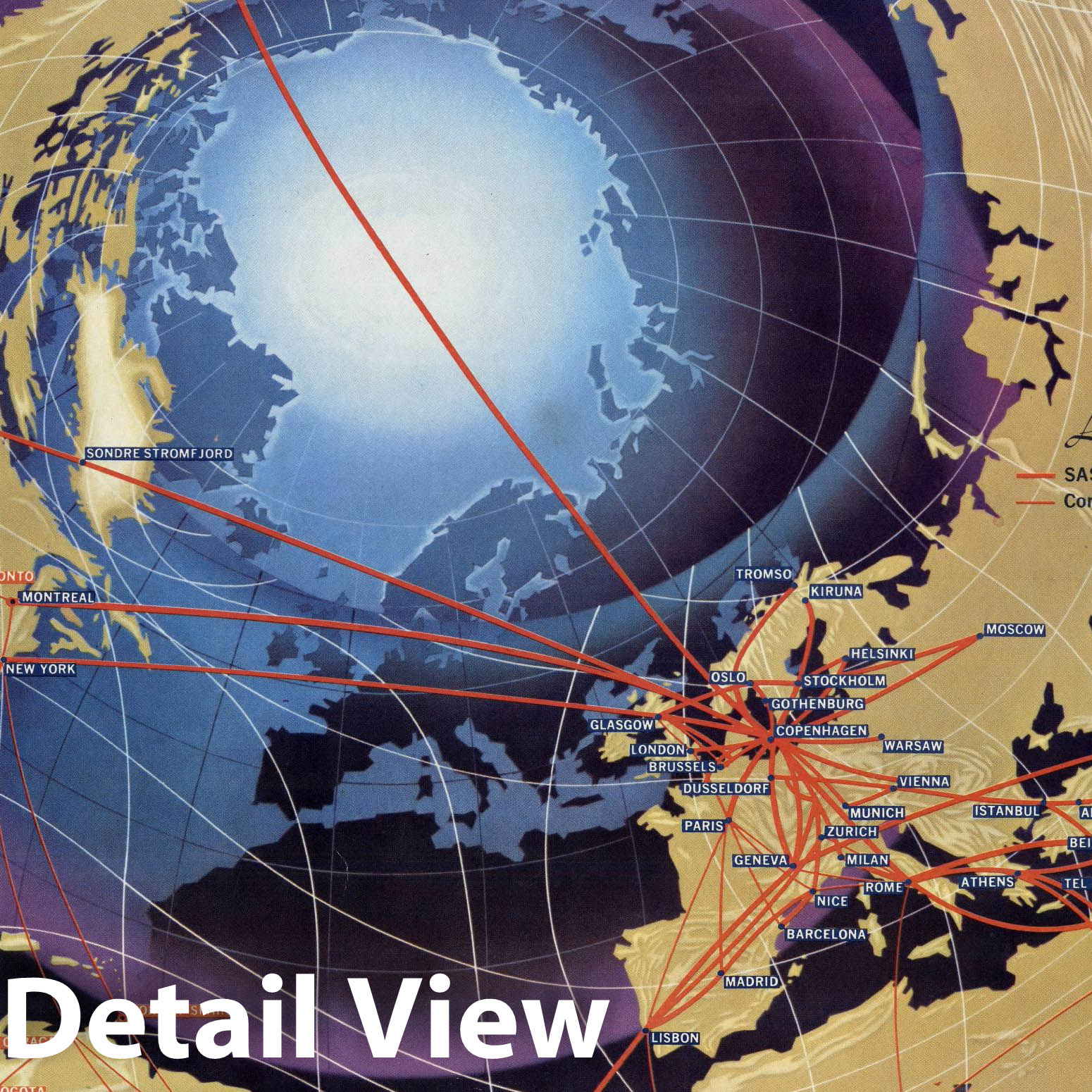 Historic Map - SAS Spiral-Polar Projection. 1960 - Vintage Wall Art