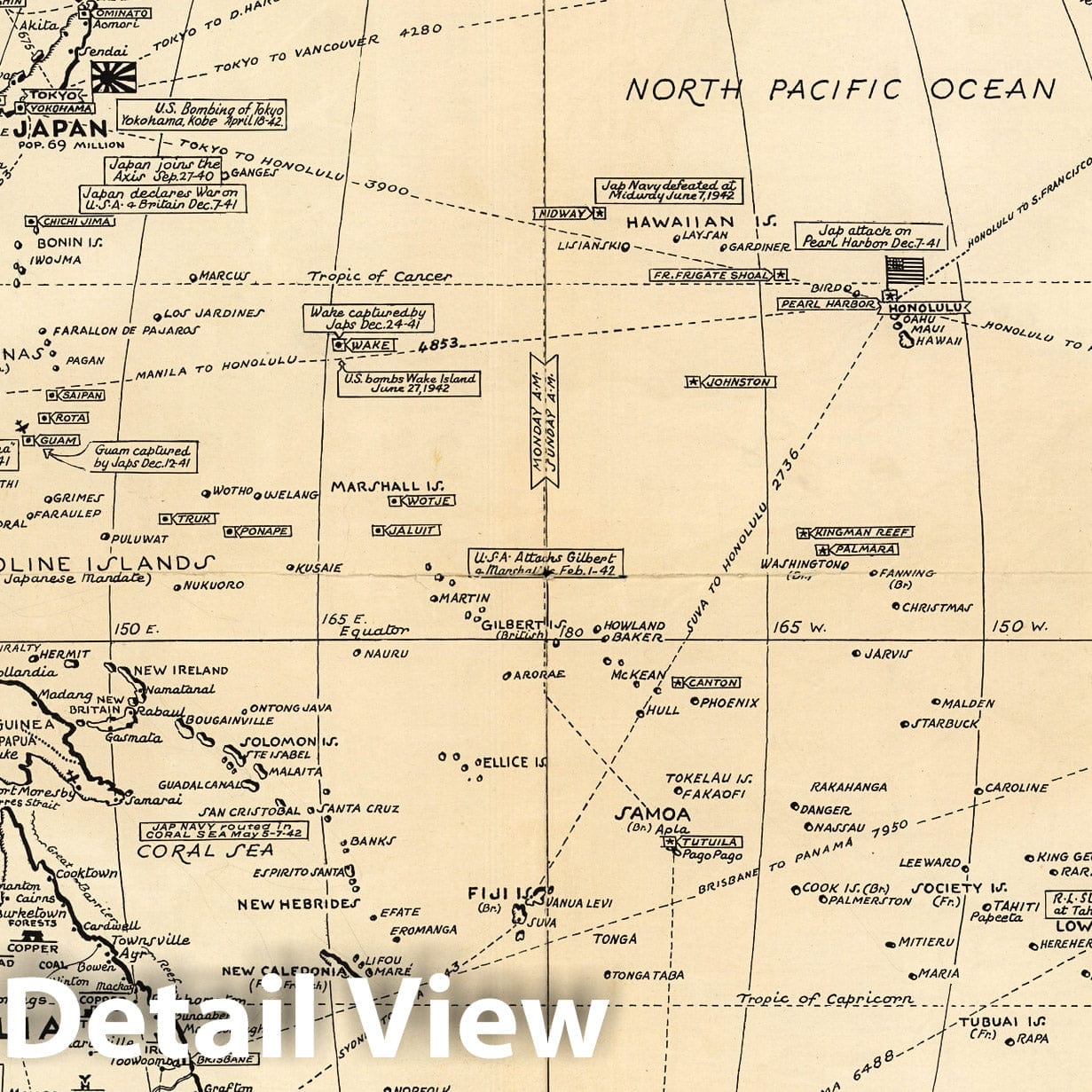 Historic Map : War map of Asia, Australia, Pacific Ocean, and North America, 1942 - Vintage Wall Art