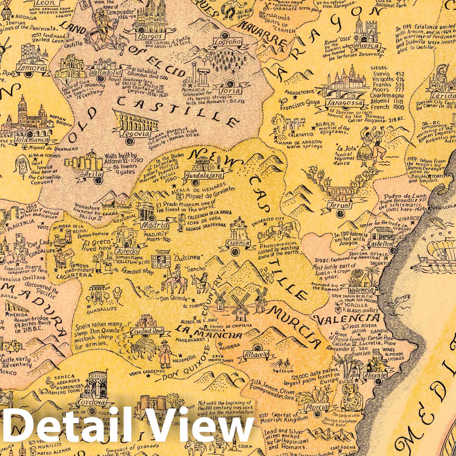 Historic Map : The story map of Spain, 1935 - Vintage Wall Art