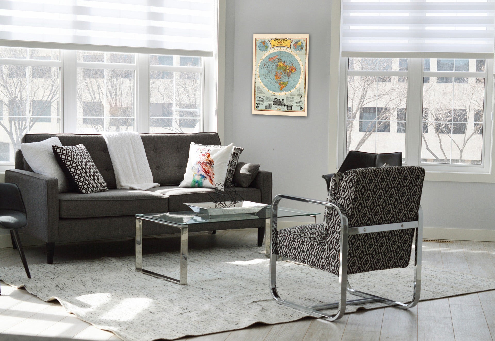 Historic Map - Air Age Map of the World. A Polar Projection, 1945 - Vintage Wall Art