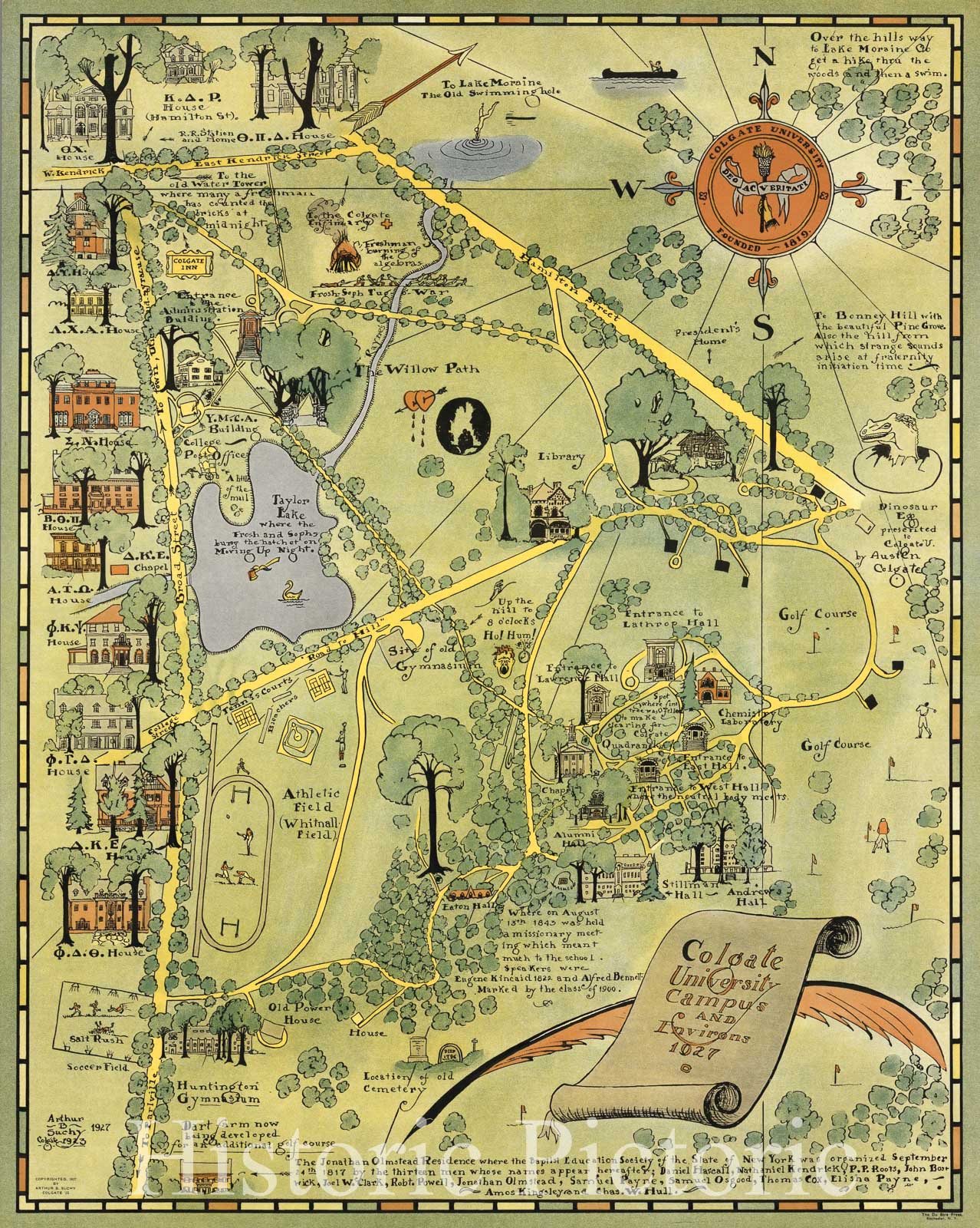 Historic Map : Colgate University Campus and Environs 1927. 1927 - Vintage Wall Art