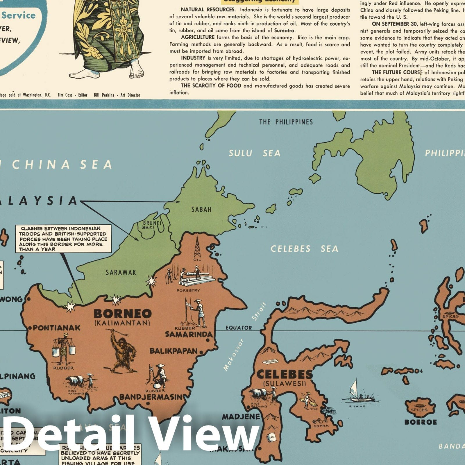 Historic Map : Indonesia, Wall Map, Indonesia. 1965 , Vintage Wall Art