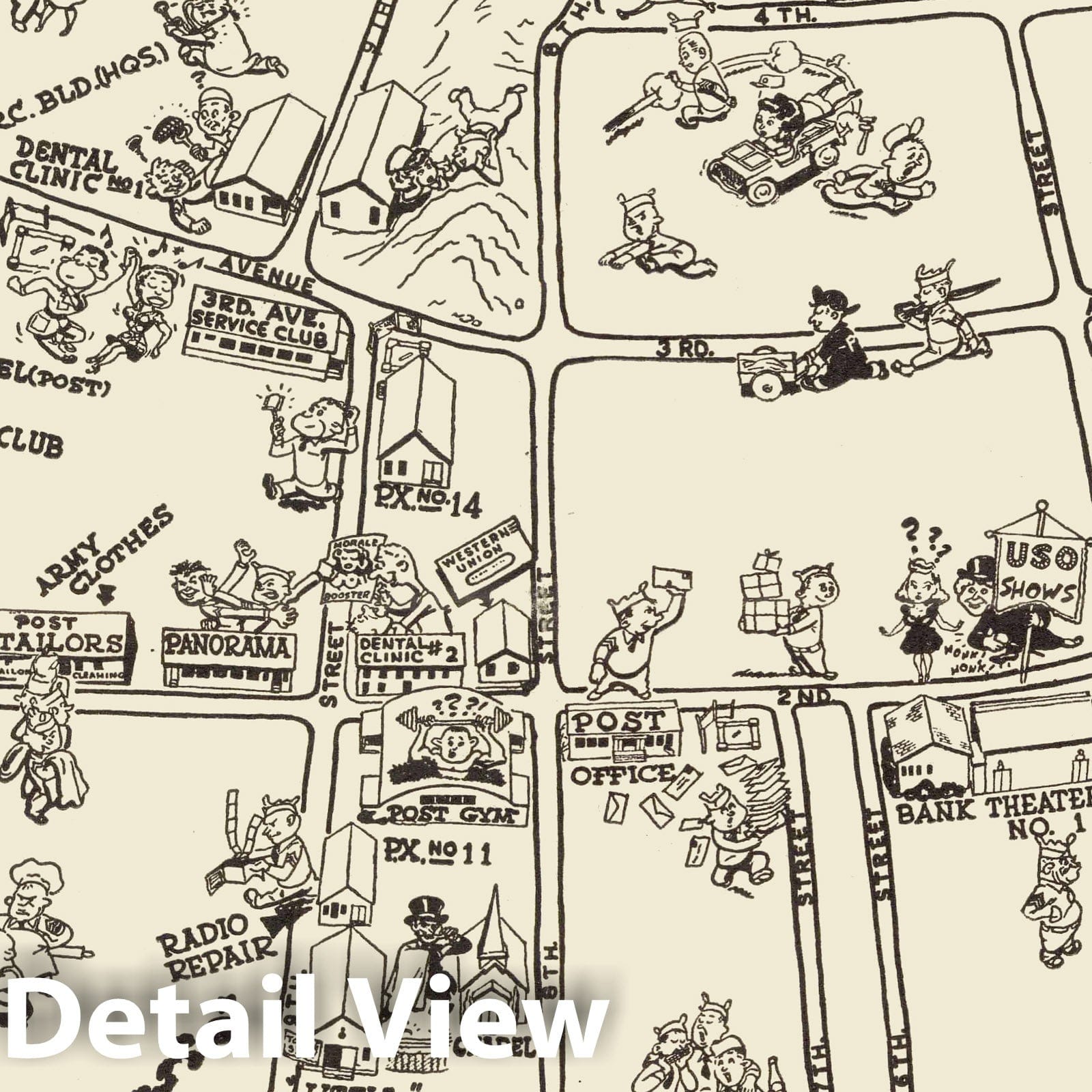 Historic Map - A Cartoon map of Fort Ord and its recreational facilities, 1949 - Vintage Wall Art