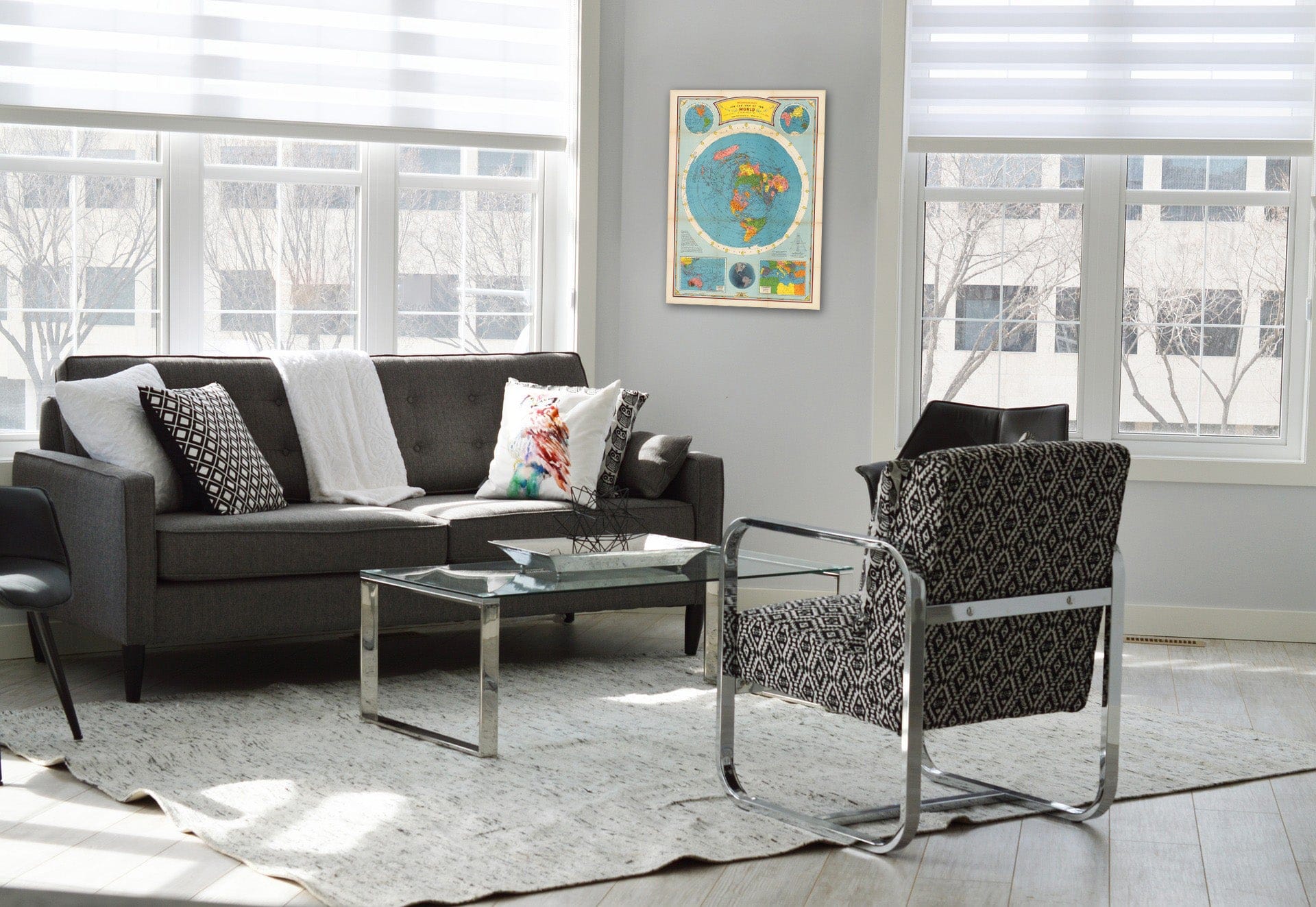 Historic Map : Air age map of the world. A polar projection, 1946 - Vintage Wall Art