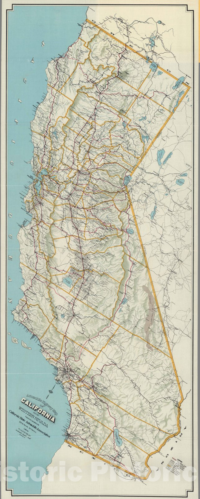 Historic Map - Automobile highway map of California and western Nevada, 1917 - Vintage Wall Art