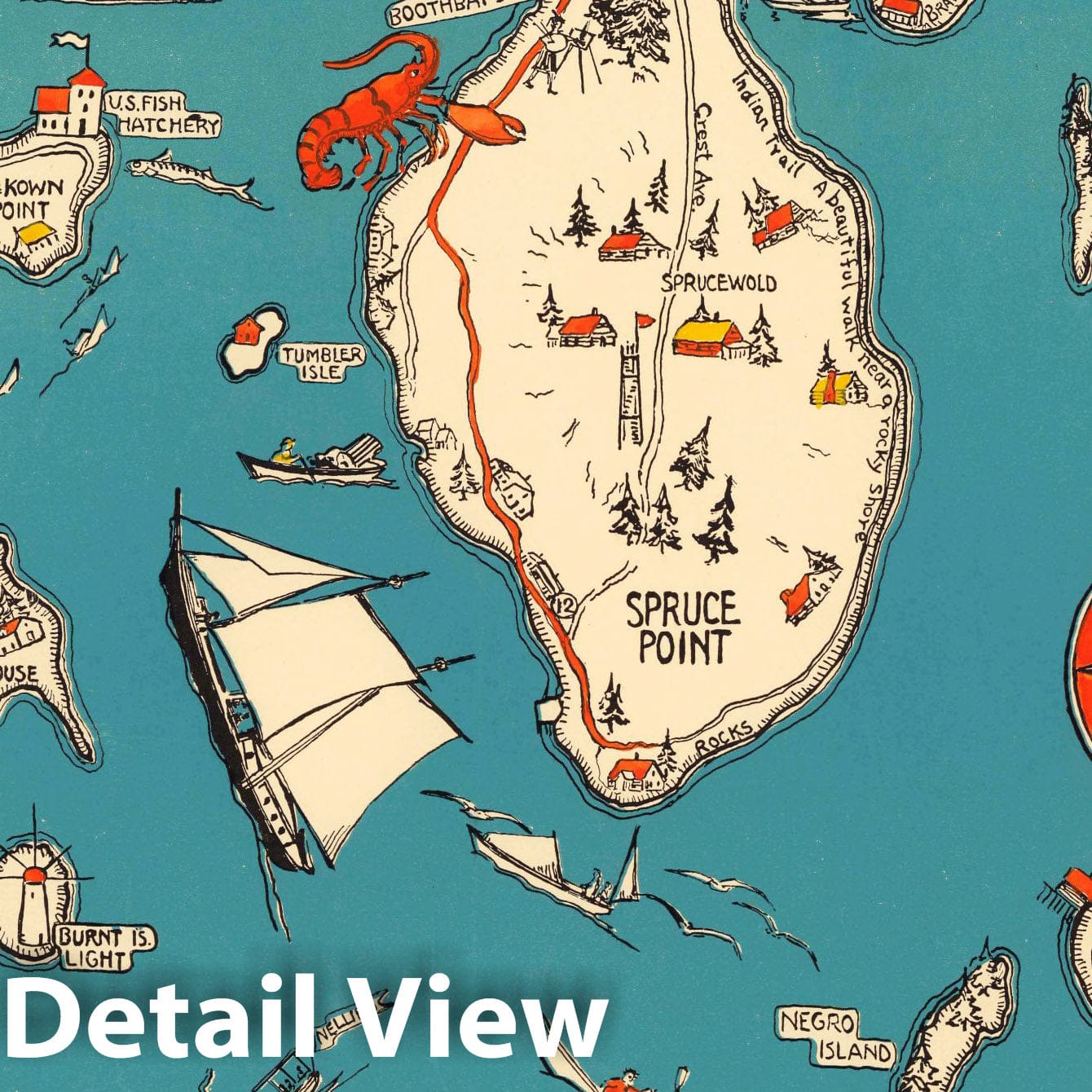 Historic Map - Maine: Boothbay Harbor and vicinity 1931 - Vintage Wall Art