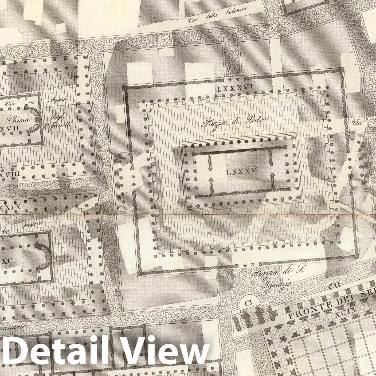 Historic Map : Italy , Rome (Italy), TAV II .A-B Pianta topografica della parte media di Roma antica 1847 , Vintage Wall Art
