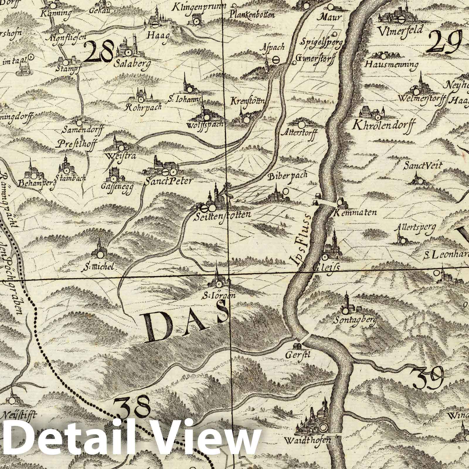 Historic Map : Austria, Topographic map of lower Austria by Georg Matthaus Vischer, 9. Archiducatus Austriae inferioris 1697 , Vintage Wall Art