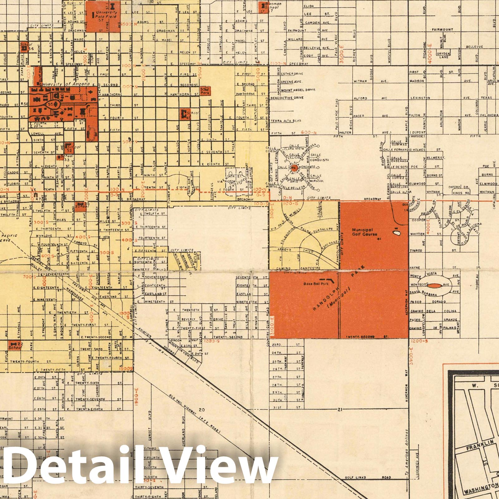 Historic Map : Metropolitan area Tucson, Arizona, 1943, Vintage Wall Decor