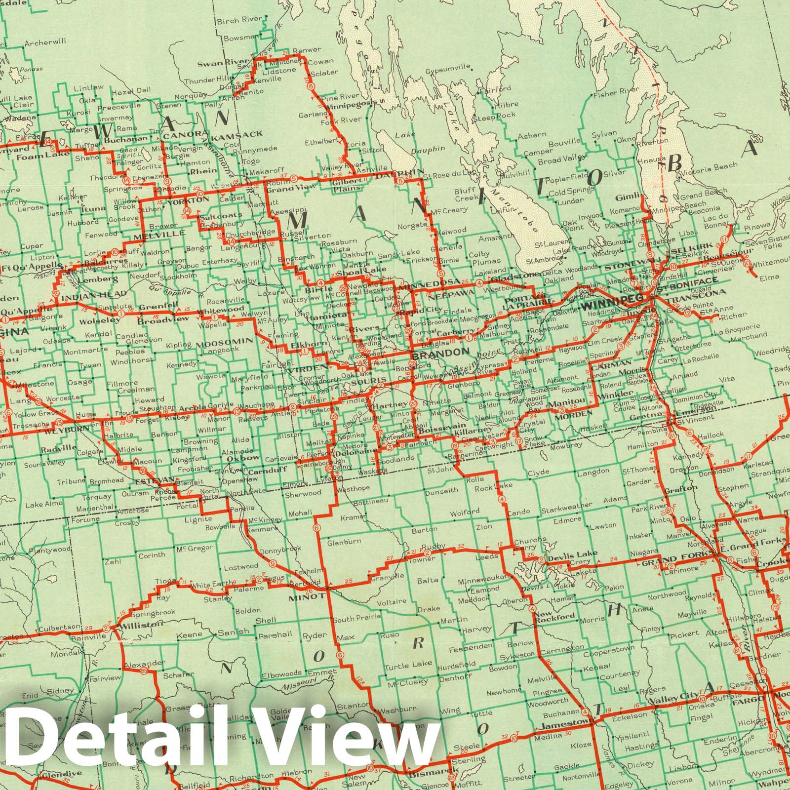 Historic Map : Highways Map of Prairie Provinces and Adjacent States, 1930 - Vintage Wall Art