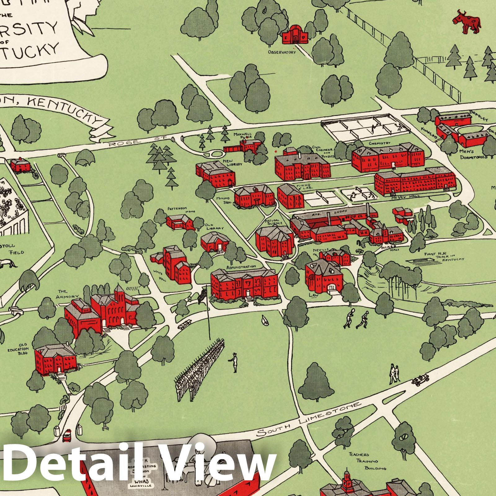 Historic Map - Pictorial Map of the University of Kentucky, 1931 - Vintage Wall Art