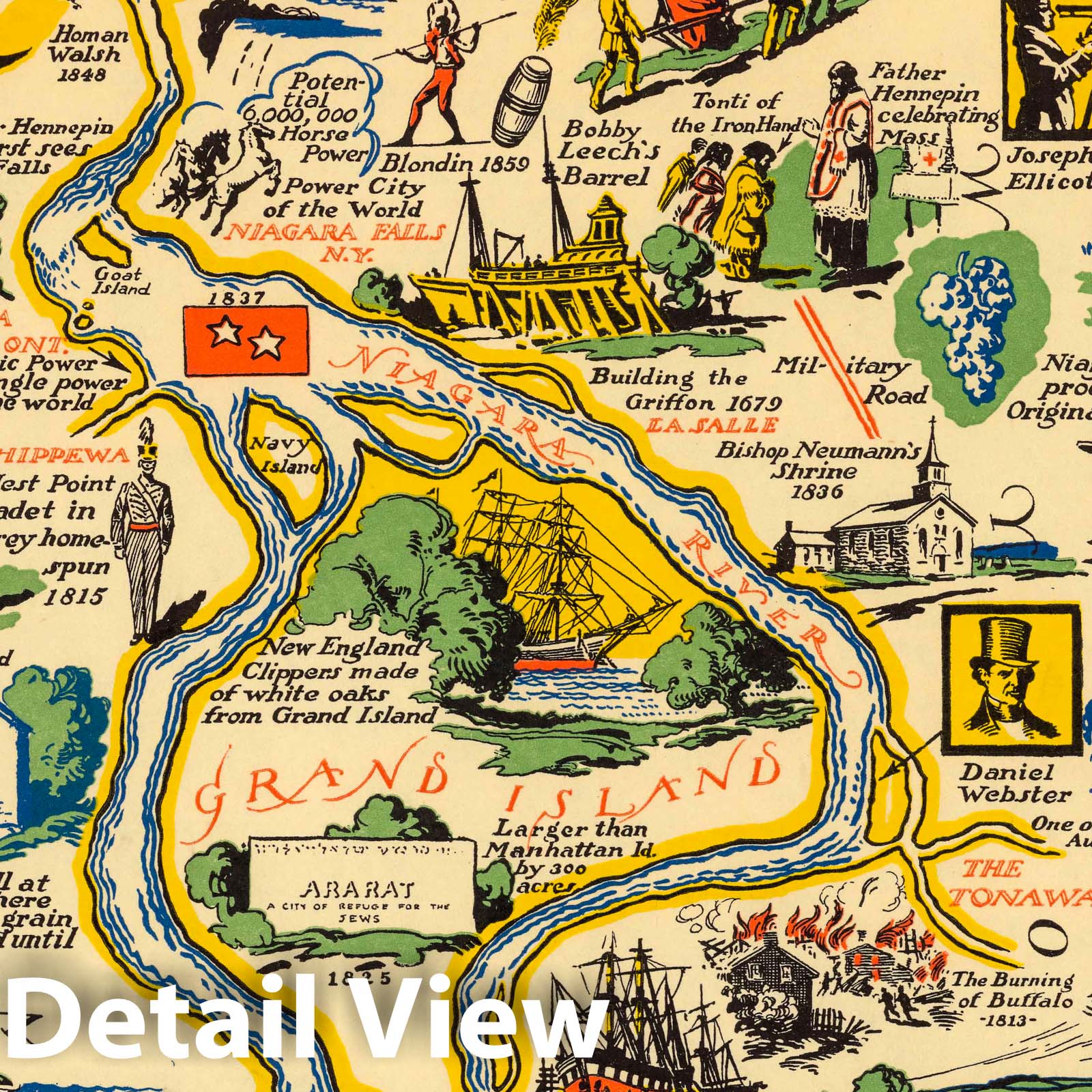 Historic Map : A romance map of the Niagara frontier, 1931 - Vintage Wall Art