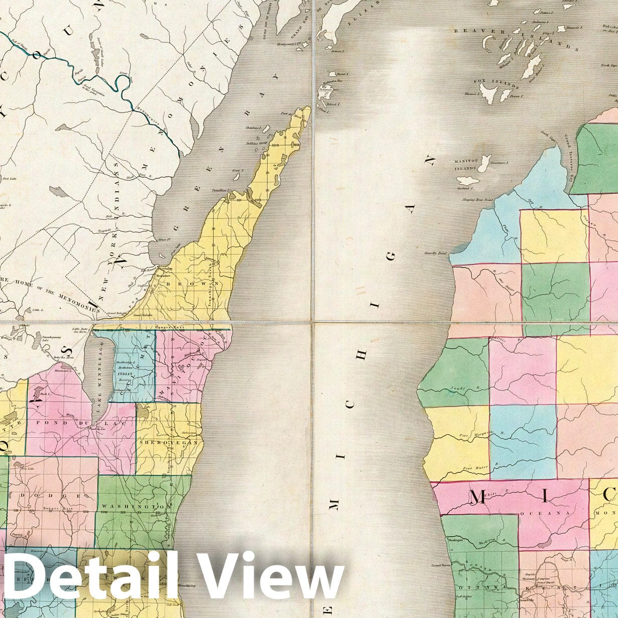 Historic Map : Map of Michigan & Part of Wisconsin Territory, 1839 - Vintage Wall Art