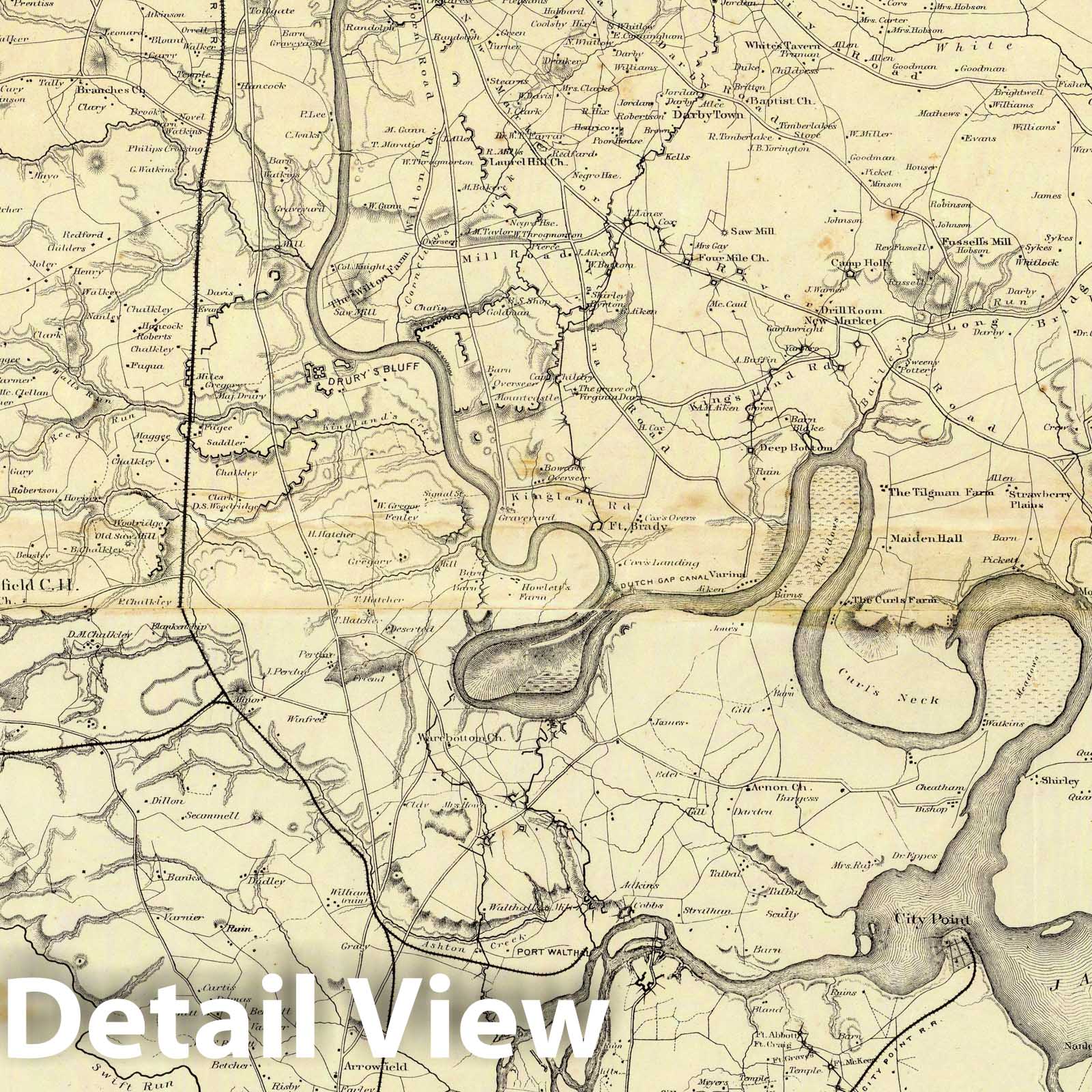 Historic Map - Region Embraced in the Operations of the Armies against Richomond and Petersburg, 1865, Bowen & Company - Vintage Wall Art
