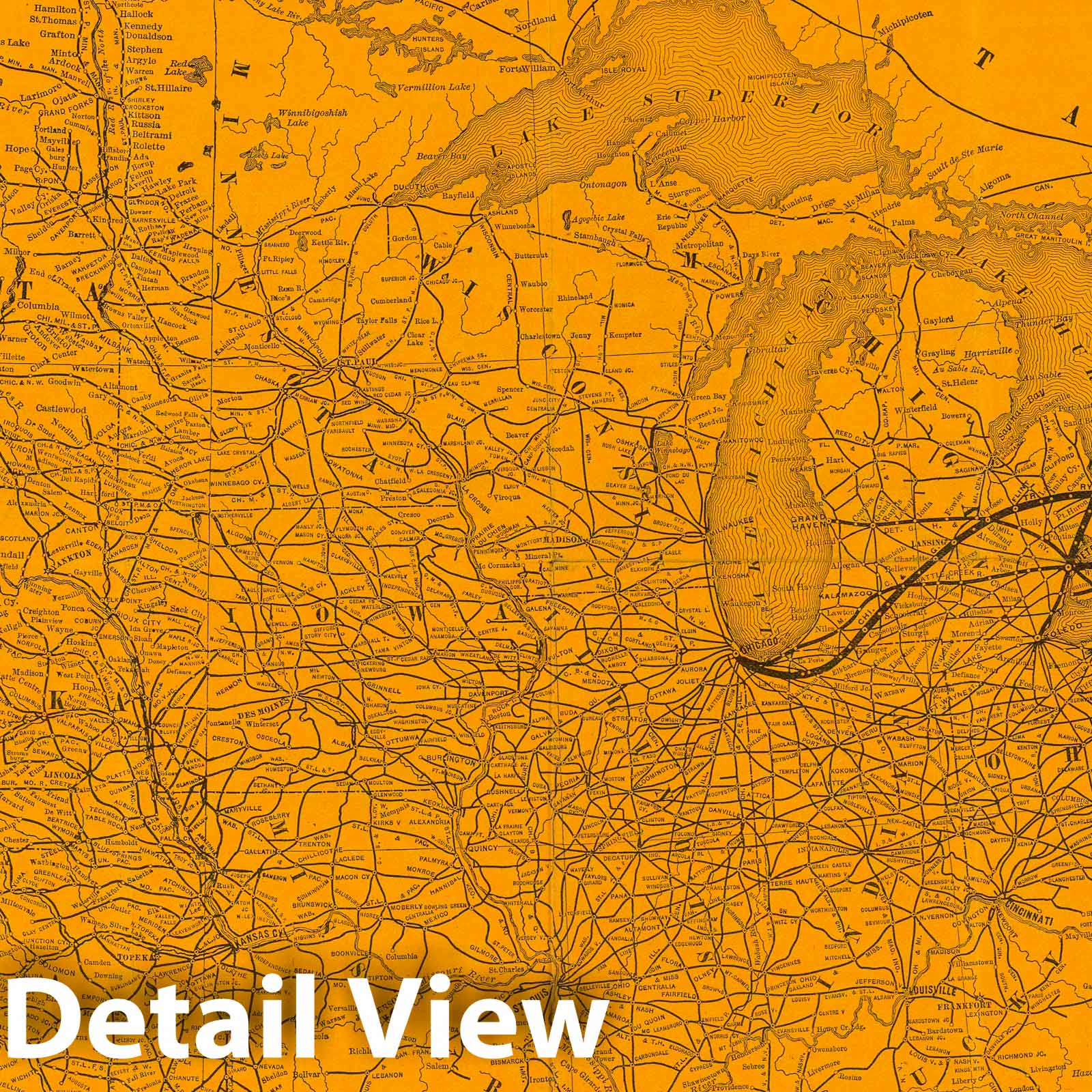 Historic Map : Timetable Map, Central Vermont Railroad, connections. 1887 - Vintage Wall Art
