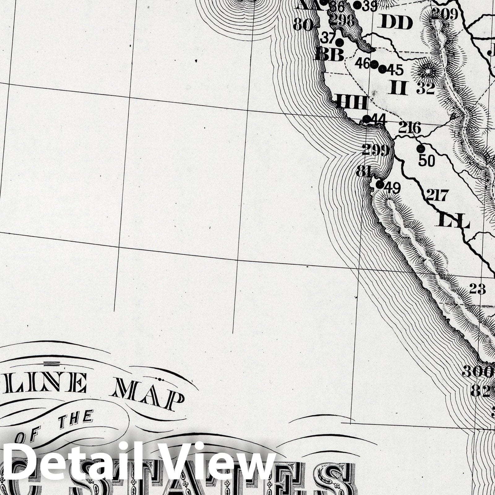 Historic Map : SW Sheet: The Pacific States 1866 - Vintage Wall Art
