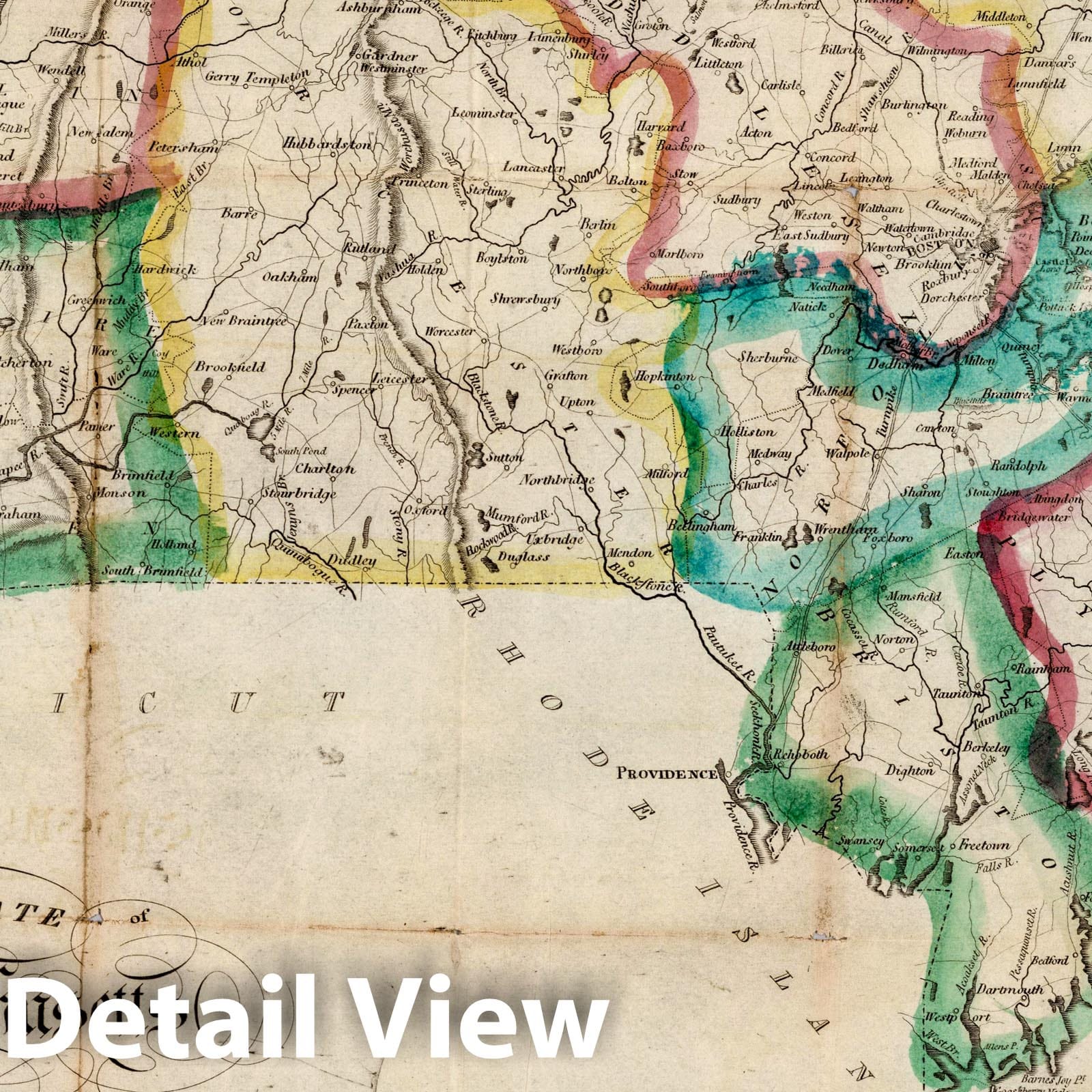 Historic Map : Pocket Map, The State of Massachusetts 1827 - Vintage Wall Art