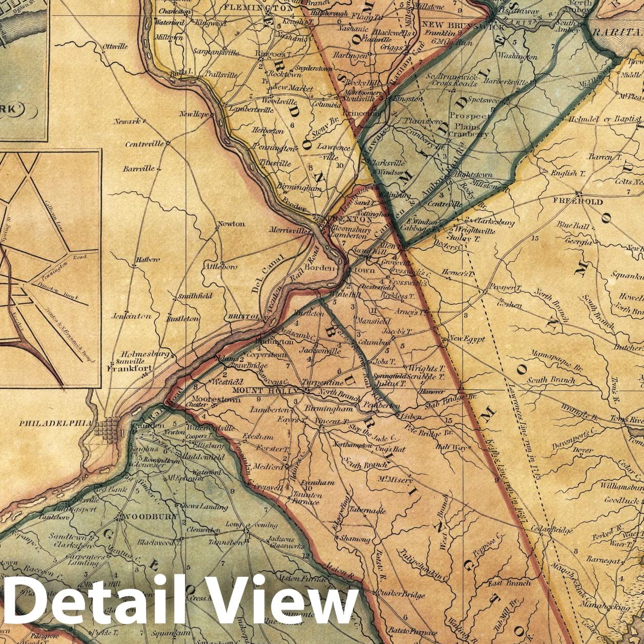 Historic Map - Map of the State of New Jersey, 1836, - Vintage Wall Art