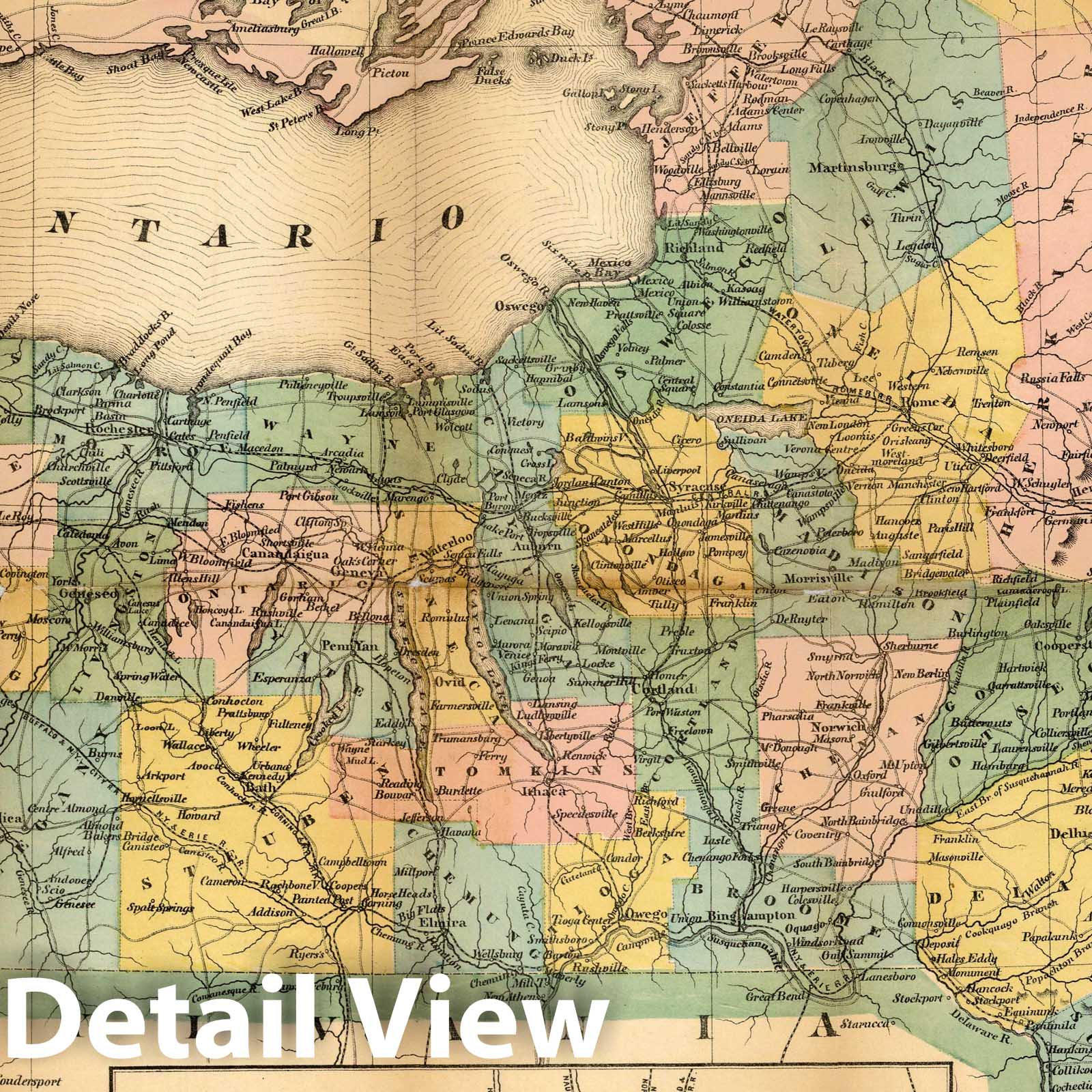 Historic Map : Map of the State of New York, 1854 - Vintage Wall Art