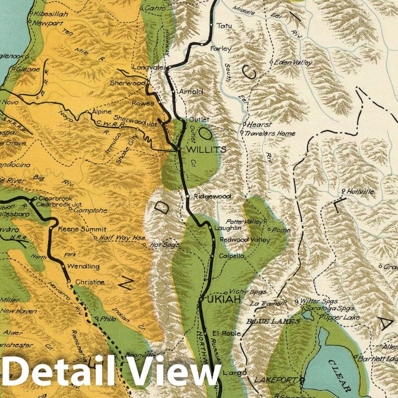 Historic Map - Northwestern Pacific 1913, Historic Map - Vintage Wall Art