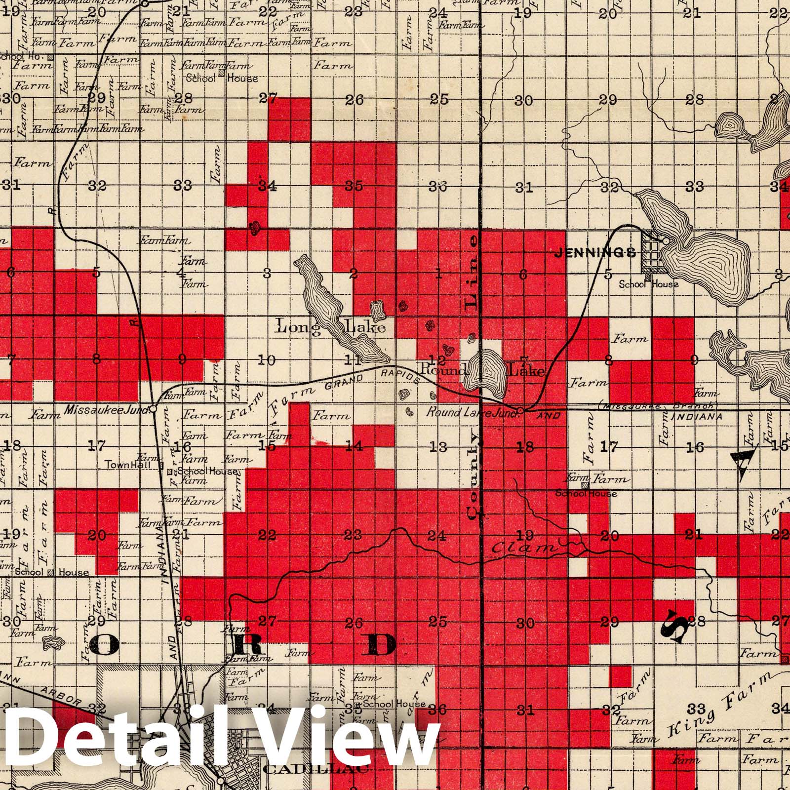 Historic Map : The Cadillac Tract 1900 - Vintage Wall Art