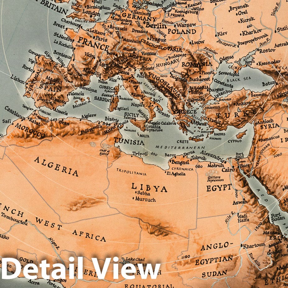 Historic Map : Target Berlin. 1943 - Vintage Wall Art