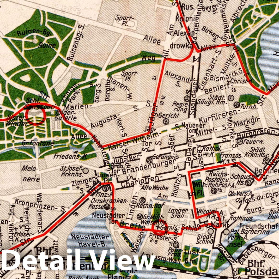 Historic Map : Germany , Berlin Germany, Pocket Map, Potsdam -Sanssouci 1937 , Vintage Wall Art