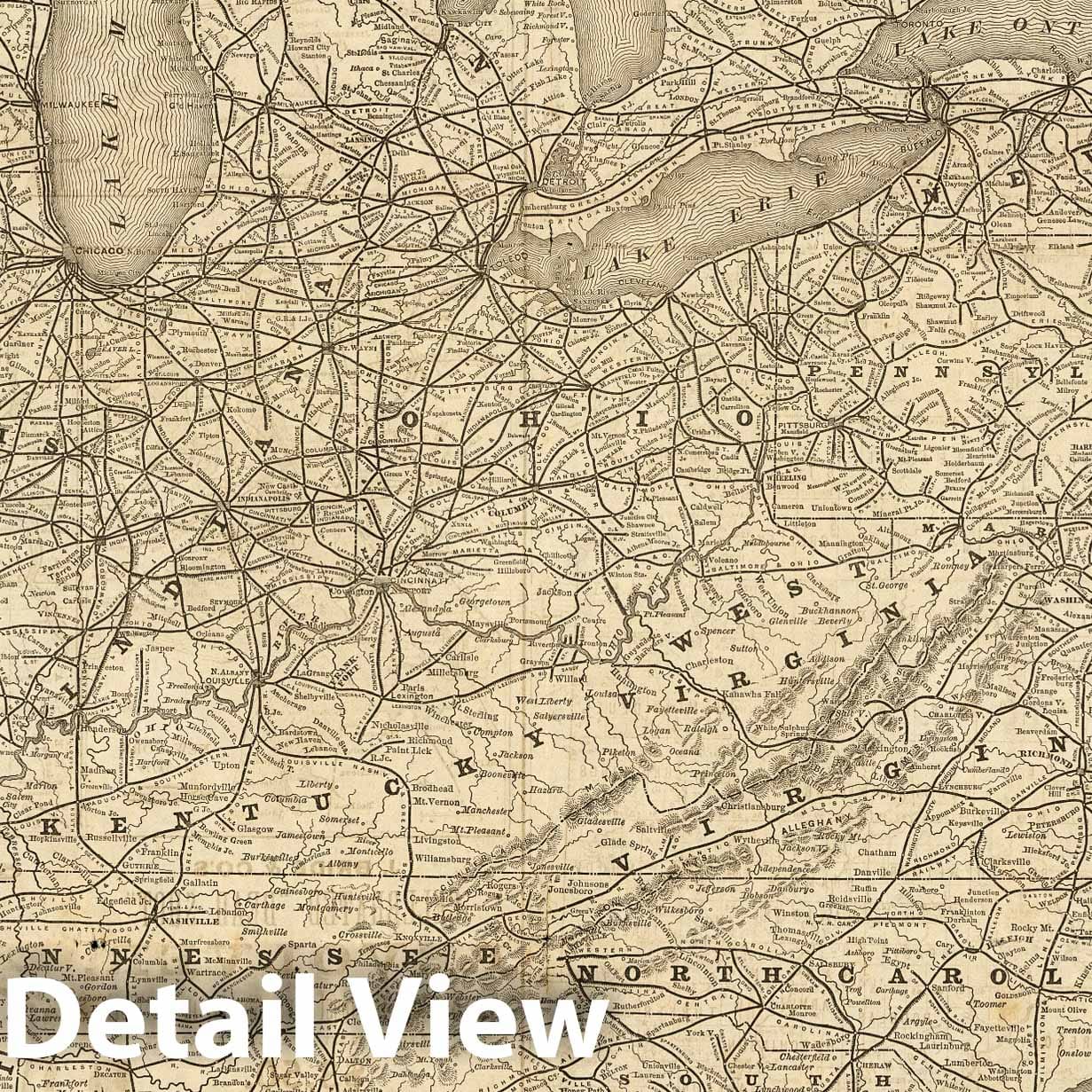 Historic Map : Rand McNally & Co.'s new railway guide map, 1873 - Vintage Wall Art