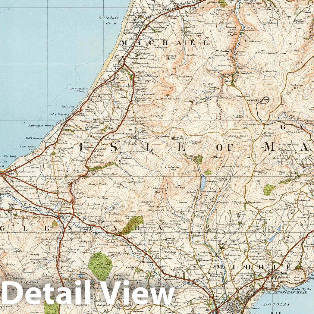 Historic Map : Sheet 17. Isle of Man. 1922 - Vintage Wall Art