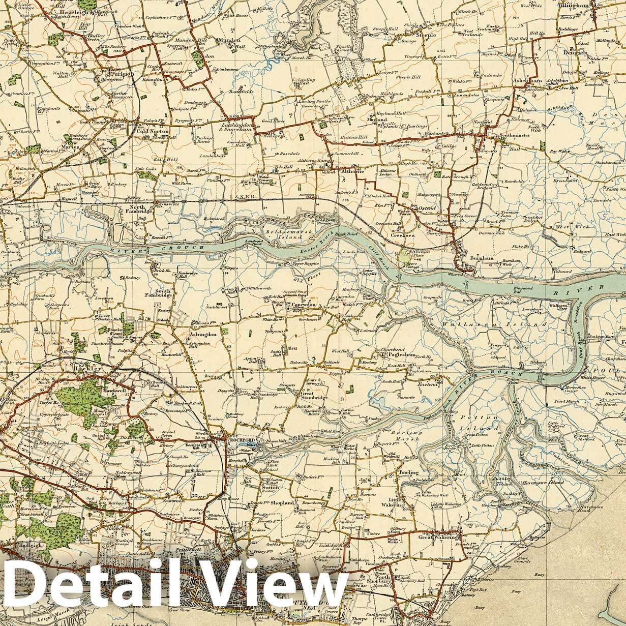 Historic Map : Sheet 108. Southend & District. 1919 - Vintage Wall Art