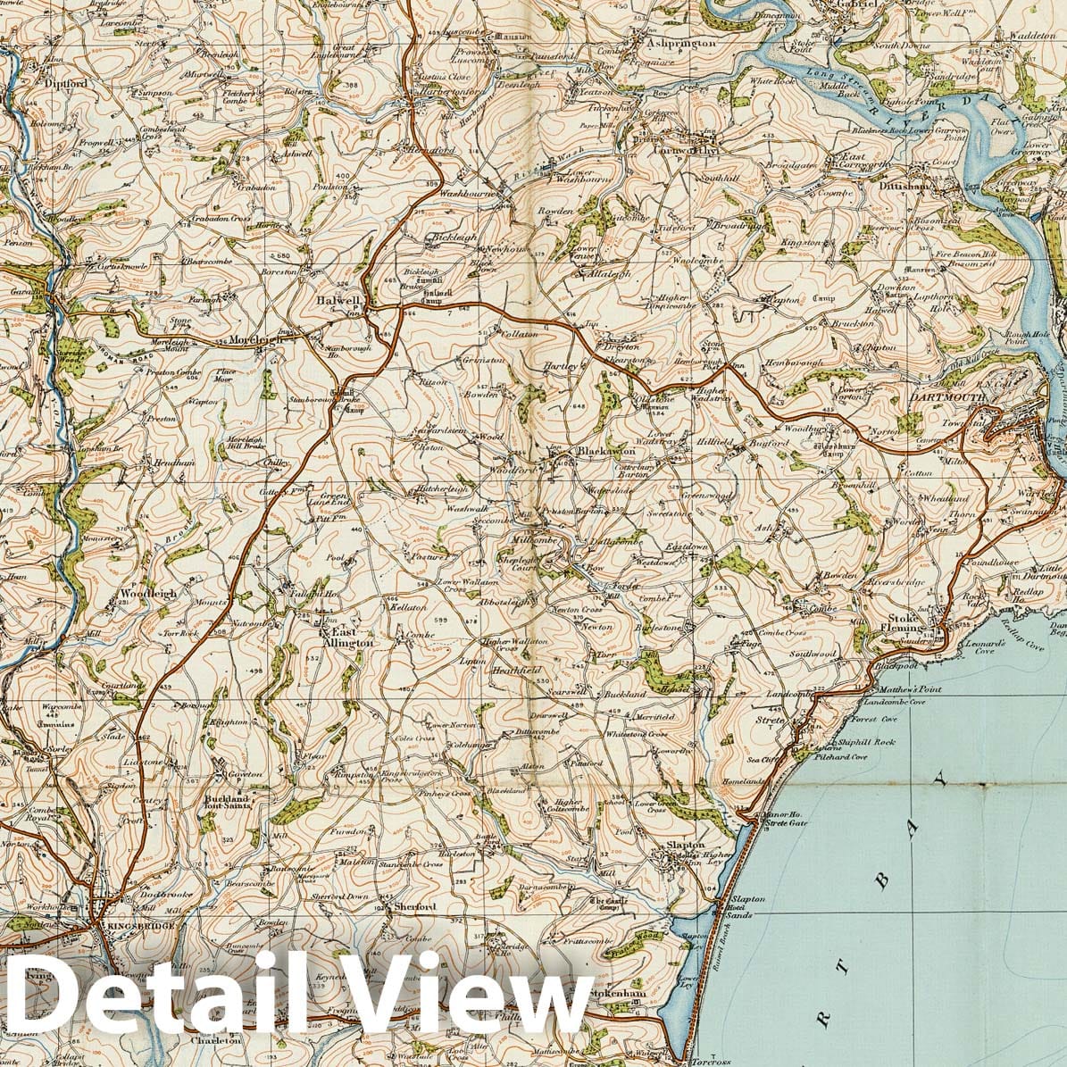 Historic Map : Sheet 145. Torquay & Dartmouth. 1913 - Vintage Wall Art