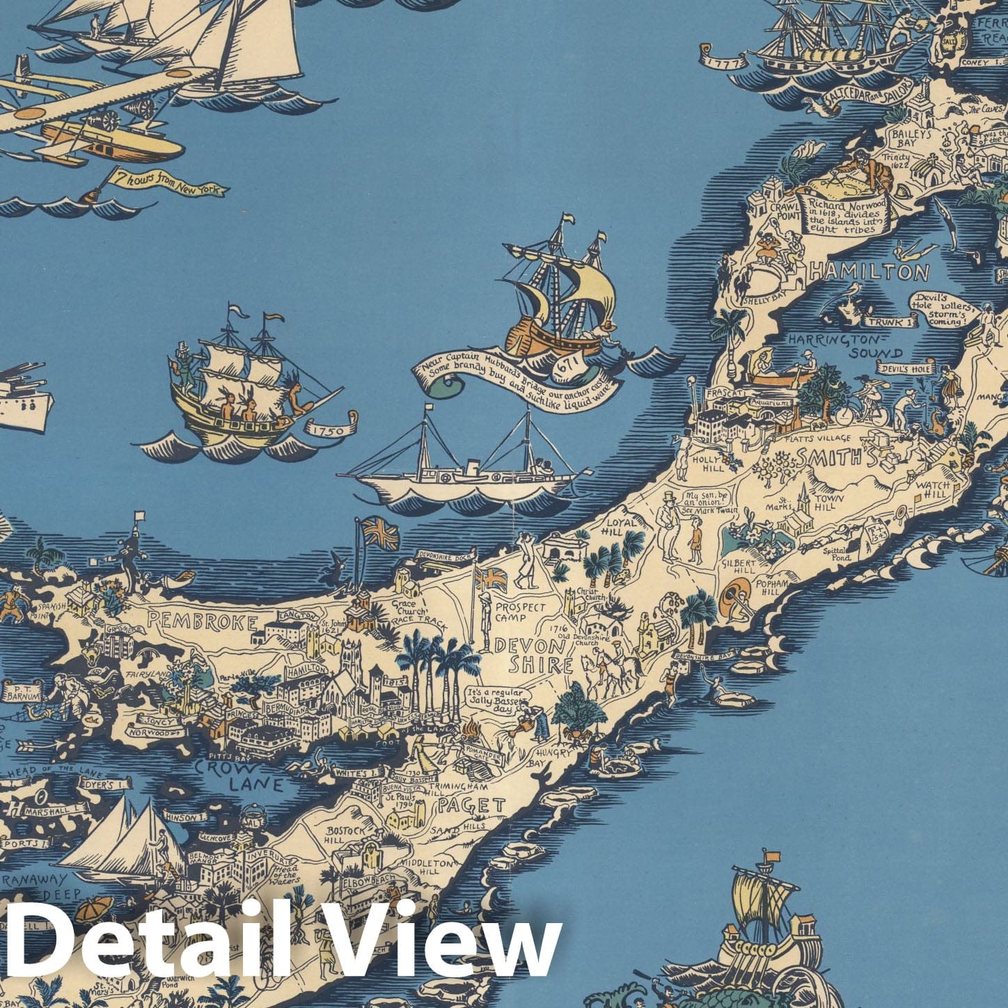 Historic Map : the Bermuda Islands. Sa des Demonias Isles of the Devils, 1930 - Vintage Wall Art