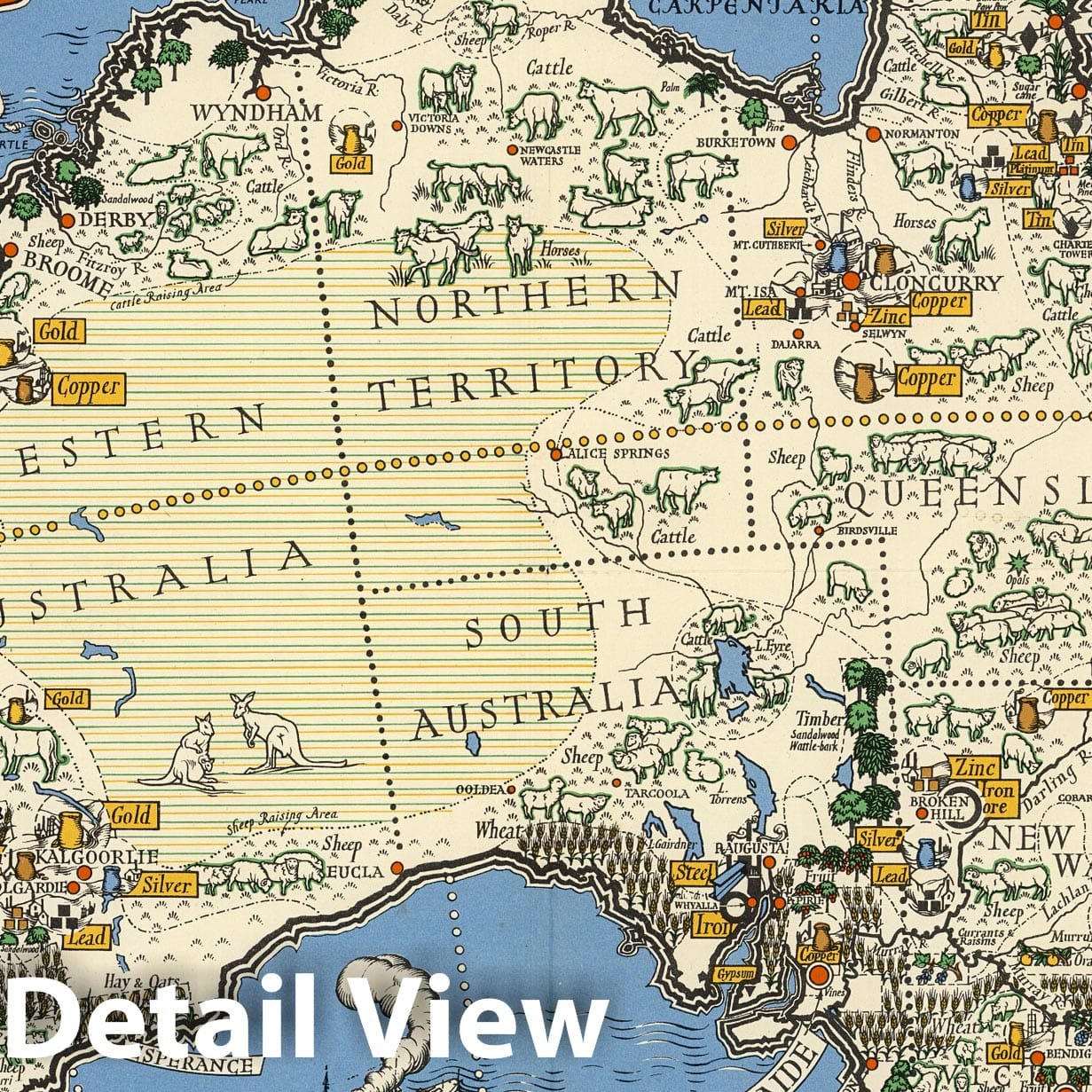 Historic Map : Australia: her natural and industrial resources 1942 - Vintage Wall Art