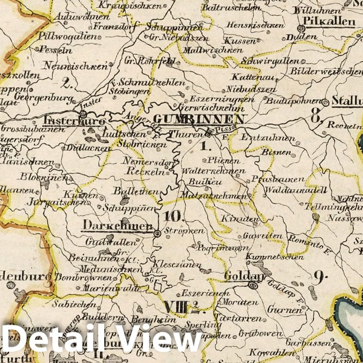 Historic Map : Prussia , Germany, V.2:6-10:X. Preussen. VIII. Prov: Ostpreussen. Reg: Bez: 2. Gumbinnen 1825 , Vintage Wall Art