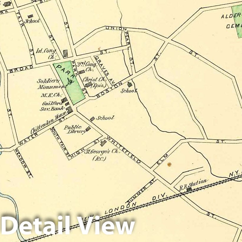 Historic Map : State Atlas Map, Guilford. 1893 - Vintage Wall Art