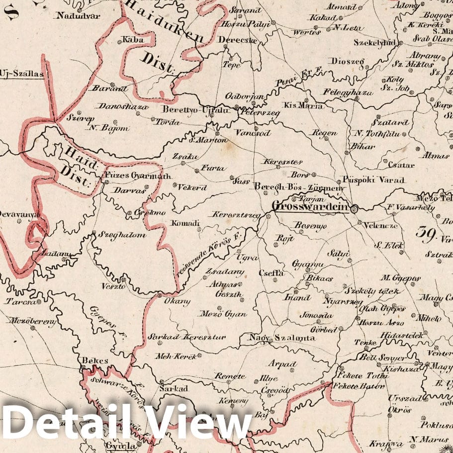 Historic Map : Austria, V.3:11-15:XII: 2. Oesterreich. C. Ungarische erbstaaten, I. Koenigr: Ungarn, Gespanschaft 39-40 1828 , Vintage Wall Art