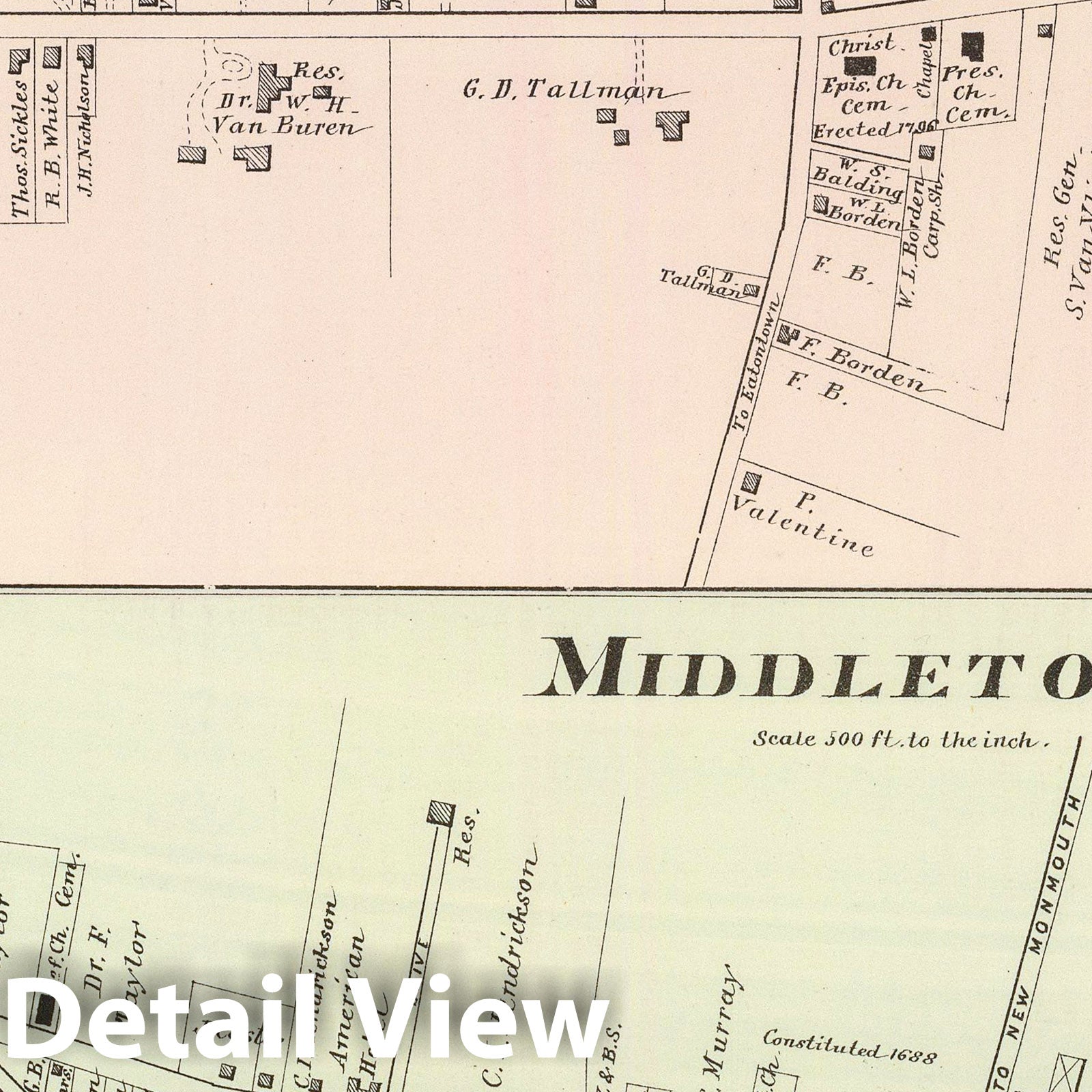 Historic Map : State Atlas Map, Shrewsbury. Middletown. 1878 - Vintage Wall Art