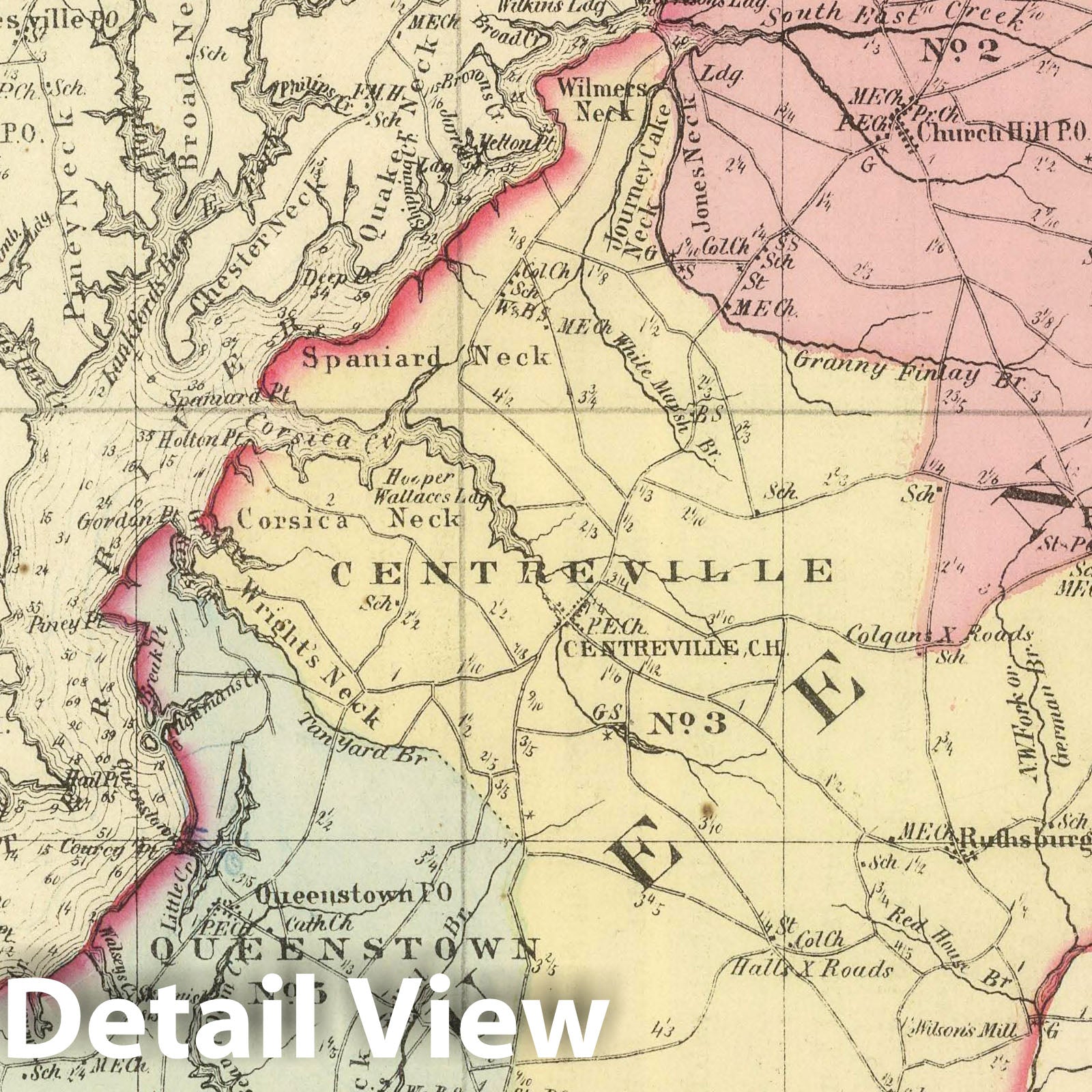 Historic Map : State Atlas Map, Queen Anne. 1866 - Vintage Wall Art