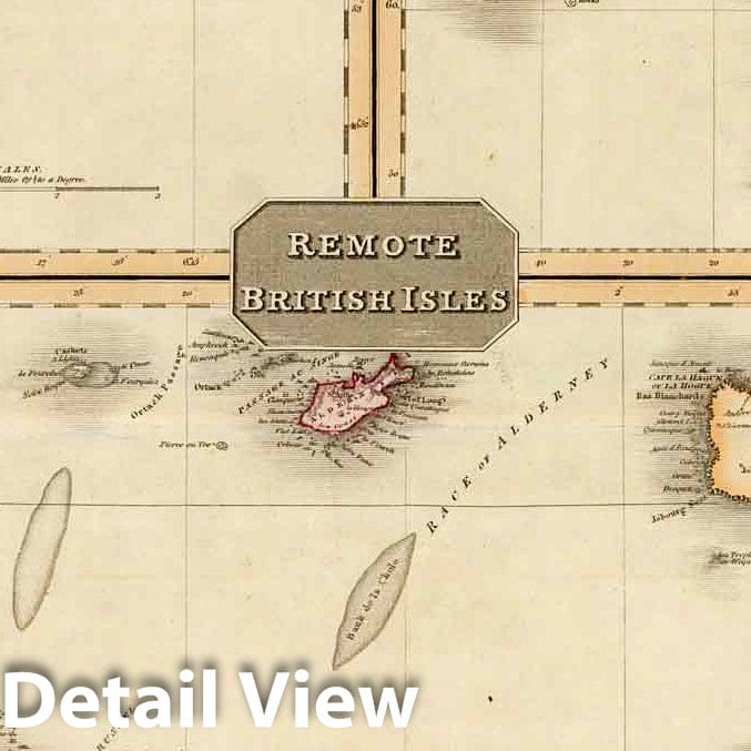 Historic Map : World Atlas Map, Remote British Isles: Jersey and Guernsey, Scilly Isles, Shetland Isles. 1814 - Vintage Wall Art