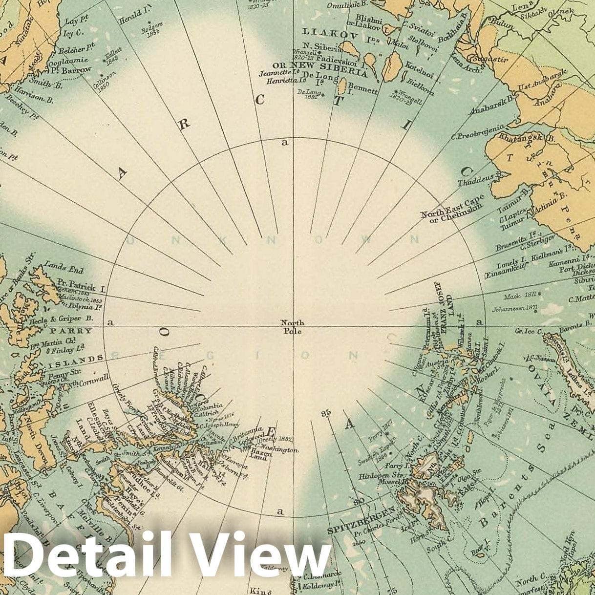 Historic Map : World Atlas Map, Frontispiece: North Pole Chart. 1893 - Vintage Wall Art