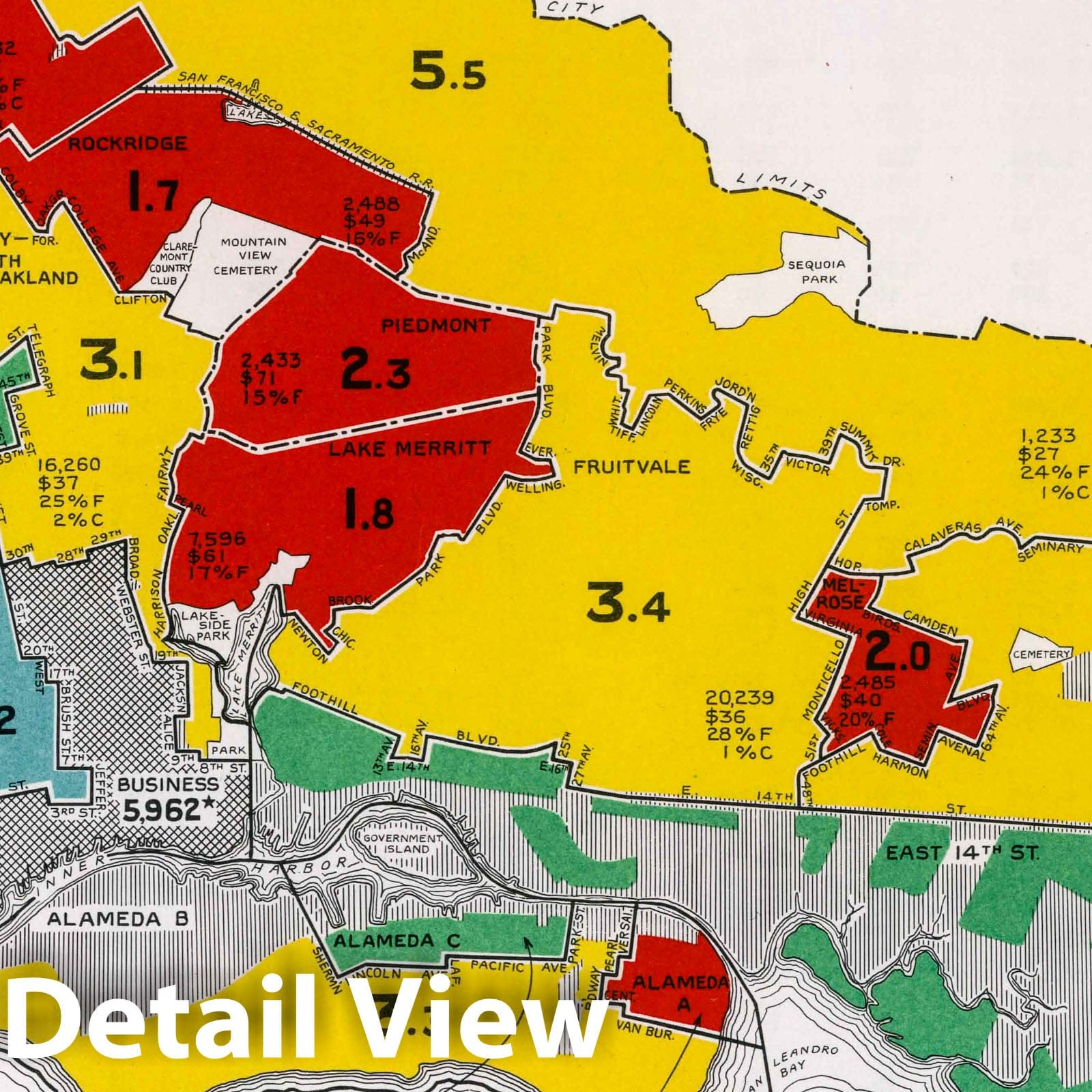 Historic Map : Oakland, Berkeley and Alameda. 1932 - Vintage Wall Art