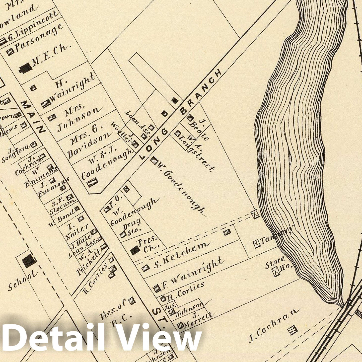Historic Map : State Atlas Map, Farmingdale. 1878 - Vintage Wall Art