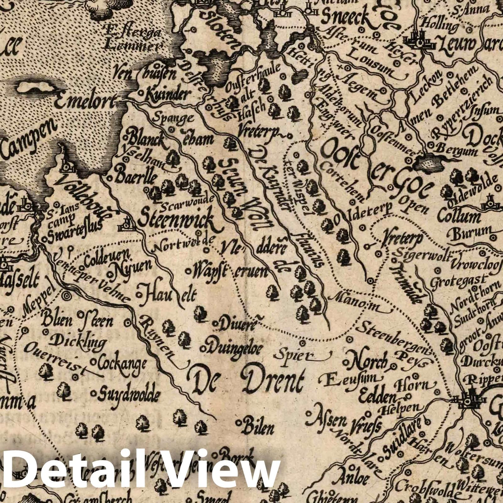 Historic Map : ermany,43. Frisia antiquissimae descriptio. 1600 , Vintage Wall Art