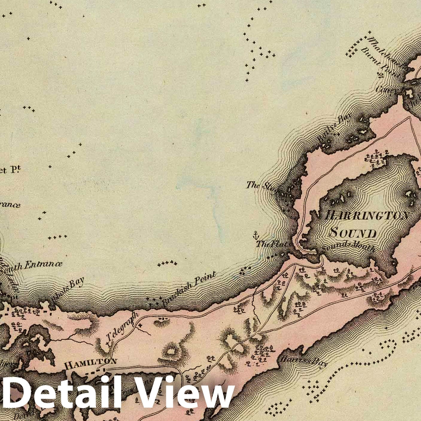 Historic Wall Map : Bermuda,Bermudas. 1823 , Vintage Wall Art