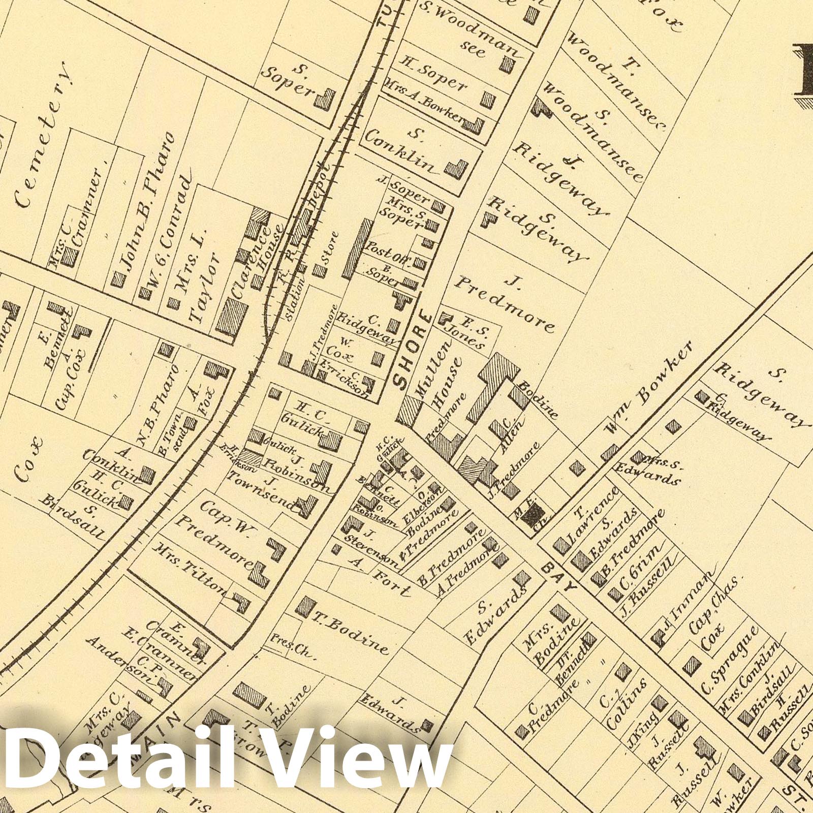 Historic Map : State Atlas Map, Barnegat. 1878 - Vintage Wall Art