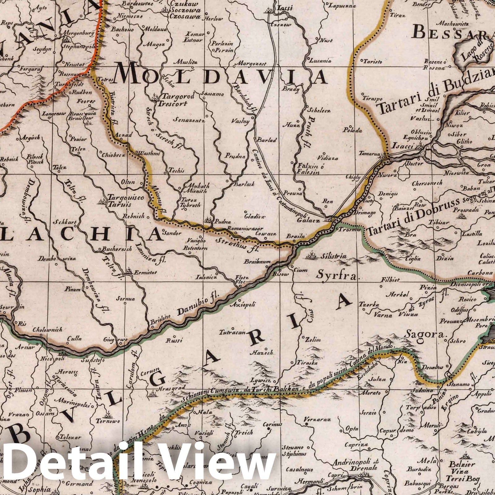 Historic Map : Danube River, EuropeCorso del Danubio da Belgrado fino al Mar Nero 1684 , Vintage Wall Art