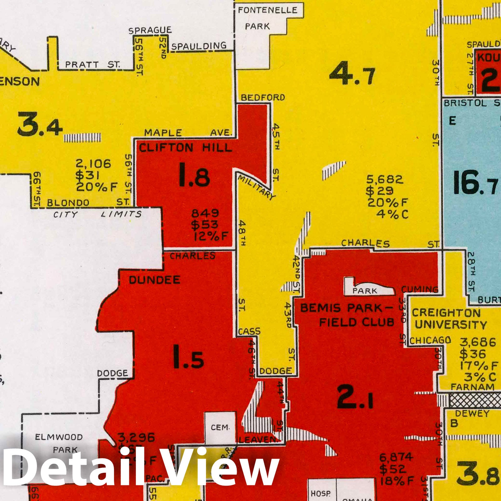 Historic Map : Omaha. 1932 - Vintage Wall Art