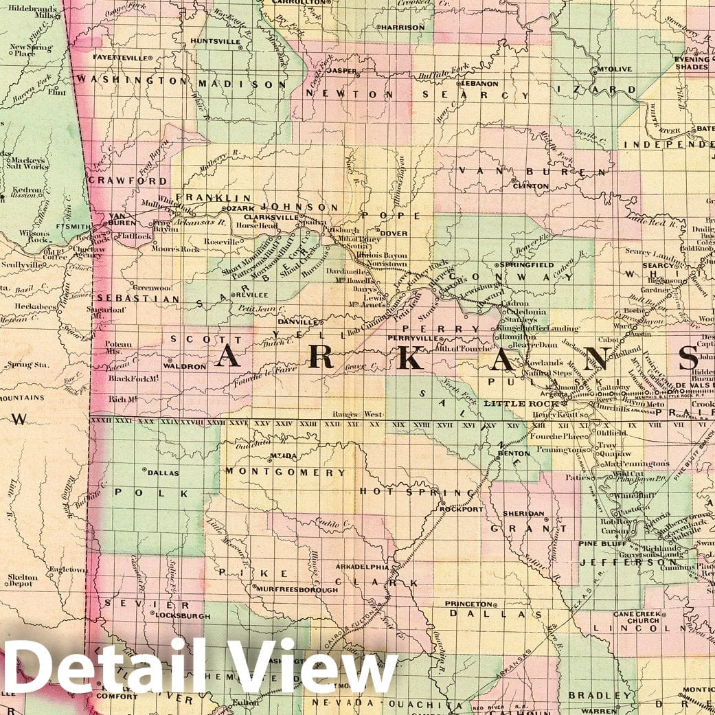 Historic Map : Arkansas, Indian Terr. 1874 - Vintage Wall Art