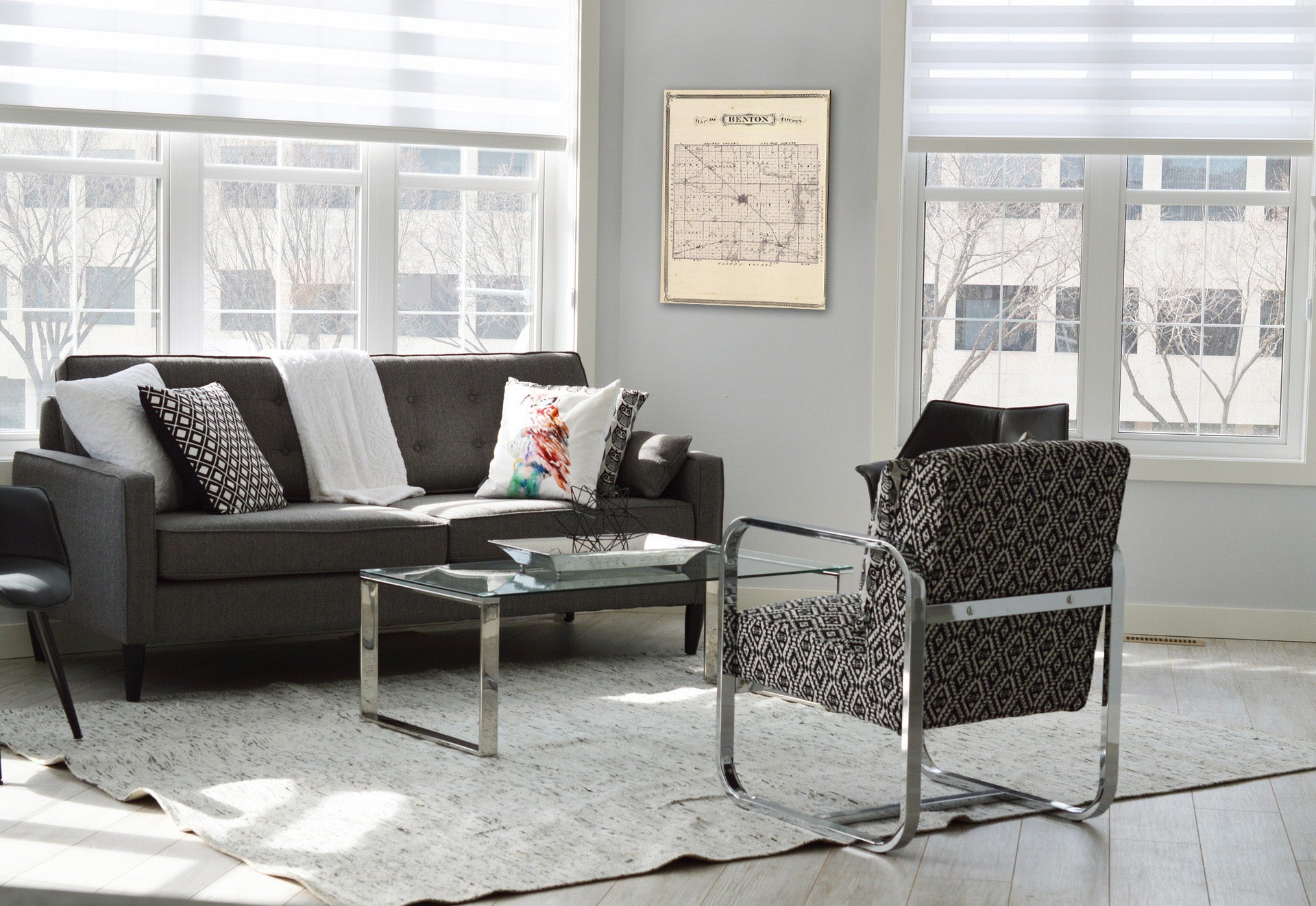 Historic Map : Map of Benton County, 1876 - Vintage Wall Art