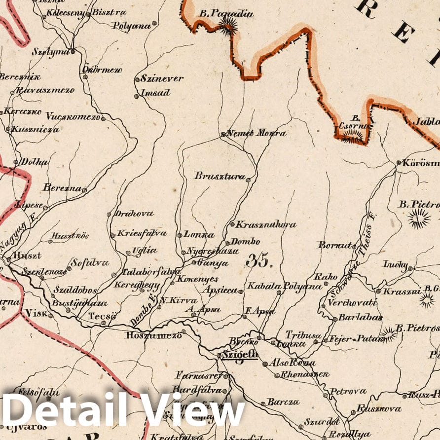 Historic Map : Austria, V.3:11-15:XII: 2. Oesterreich. C. Ungarische erbstaaten, I. Koenigr: Ungarn.Gespanschaft 35-36 1828 , Vintage Wall Art